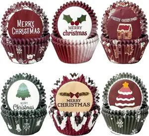 qiqee Christmas 300-Count Cupcake Liners Standard Cupcake Cups 6 Design Cupcake Papers Baking Cups Cupcake Wrappers (Standard Size) qiqee Christmas 300-Count Cupcake Liners Standard Cupcake Cups 6 Design Cupcake Papers Baking Cups Cupcake Wrappers (Standard Size)