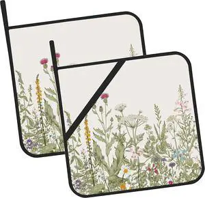 Vintage Wild Flower Pot Holders for Kitchen Heat Resistant Pot Holders Set of 2 Oven Hot Pads Pot Holders for Cooking Baking BBQ Gifts for Women Vintage Wild Flower Pot Holders for Kitchen Heat Resistant Pot Holders Set of 2 Oven Hot Pads Pot Holders for Cooking Baking BBQ Gifts for Women