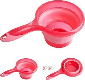 AUEAR, Folding Water Ladle Collapsible Spoon Scoop Cup for Kitchen Ladles Bathroom Washing Pink AUEAR, Folding Water Ladle Collapsible Spoon Scoop Cup for Kitchen Ladles Bathroom Washing Pink