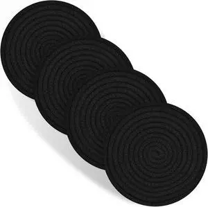Trivets for Hot Dishes, 4 Pot Holders for Kitchen, Heat Resistant Mats for Countertop, 8 Inch Hot Pads for Hot Pots and Pans, Coaster, Home Essentials, Rustic Farmhouse Decor (Black) Trivets for Hot Dishes, 4 Pot Holders for Kitchen, Heat Resistant Mats for Countertop, 8 Inch Hot Pads for Hot Pots and Pans, Coaster, Home Essentials, Rustic Farmhouse Decor (Black)