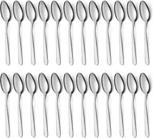 BEWOS 24 Pieces Teaspoons, 6.2 Inches Stainless Steel Teaspoons Silverware, Spoon Silverware, Coffee Spoons, Small Spoon, Mirror Polished, Dishwasher Safe, Silver Spoons For Home, Restaurant BEWOS 24 Pieces Teaspoons, 6.2 Inches Stainless Steel Teaspoons Silverware, Spoon Silverware, Coffee Spoons, Small Spoon, Mirror Polished, Dishwasher Safe, Silver Spoons For Home, Restaurant