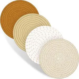 Trivets for Hot Dishes, 4 Pot Holders for Kitchen, Heat Resistant Mats for Countertop, 8 Inch Hot Pads for Hot Pots and Pans, Coaster, Home Essentials, Rustic Farmhouse Decor (Brown) Trivets for Hot Dishes, 4 Pot Holders for Kitchen, Heat Resistant Mats for Countertop, 8 Inch Hot Pads for Hot Pots and Pans, Coaster, Home Essentials, Rustic Farmhouse Decor (Brown)