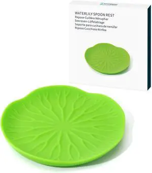 KITCHENDAO Silicone Spoon Rest - Green, Floral Pattern - 5.9 x 4.9 Inches - Dishwasher Safe, BPA Free for Women - 1 Pack With Color Box KITCHENDAO Silicone Spoon Rest - Green, Floral Pattern - 5.9 x 4.9 Inches - Dishwasher Safe, BPA Free for Women - 1 Pack With Color Box