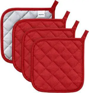 Joyhalo 4 Pack Heat Resistant Pot Holders - Terry Cloth Sets for Cooking & Baking Joyhalo 4 Pack Heat Resistant Pot Holders - Terry Cloth Sets for Cooking & Baking