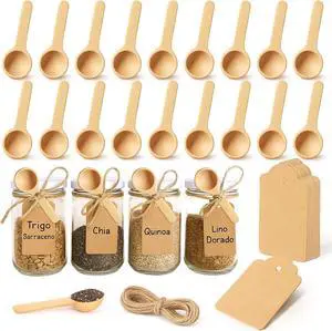 HANSGO 24PCS Mini Wooden Spoons, 3 Inches Small Bath Salt Spoon Wooden Little Teaspoons for Sugar Scrub Jars Spice Condiments Jam HANSGO 24PCS Mini Wooden Spoons, 3 Inches Small Bath Salt Spoon Wooden Little Teaspoons for Sugar Scrub Jars Spice Condiments Jam