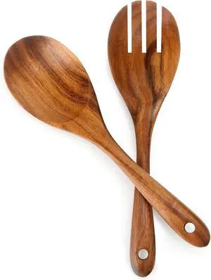 MYRAINBOW Salad Tongs, Wooden Spoons, Salad Tongs for Serving, 10-inch Serving Utensils Set Salad Servers Set Kitchen Cooking Utensil (Natural Wood) MYRAINBOW Salad Tongs, Wooden Spoons, Salad Tongs for Serving, 10-inch Serving Utensils Set Salad Servers Set Kitchen Cooking Utensil (Natural Wood)