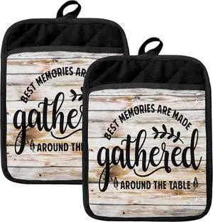 Farmhouse Oven Mitts Set, Chef Gifts, Best Memories are Made Gathered Around The Table Heat Resistant Kitchen Oven Gloves for Baking and Cooking,Pot Holders Farmhouse Oven Mitts Set, Chef Gifts, Best Memories are Made Gathered Around The Table Heat Resistant Kitchen Oven Gloves for Baking and Cooking,Pot Holders