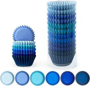 qiqee Mini 300-Count Cupcake Liners Cupcake Cups Food Grade 6 Solid Blue Colors Cupcake Papers Baking Cups Cupcake Wrappers (Mini Size) qiqee Mini 300-Count Cupcake Liners Cupcake Cups Food Grade 6 Solid Blue Colors Cupcake Papers Baking Cups Cupcake Wrappers (Mini Size)