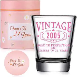 21st Birthday Gifts for Her - Limited Edition Shot Glass - Vintage 2005 Cheers To 21 Years, Finally 21 Party Decorations Supplies - Turning 21 Bday Present for Girl Women Sister Daughter Friends 21st Birthday Gifts for Her - Limited Edition Shot Glass - Vintage 2005 Cheers To 21 Years, Finally 21 Party Decorations Supplies - Turning 21 Bday Present for Girl Women Sister Daughter Friends