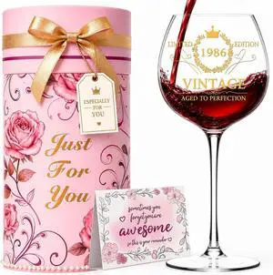 DeeCoo Vintage 1986 Engraved 16 oz Wine Glass, 40th Birthday Gifts for Women, 40 Year Old Birthday Decorations, Funny Bday Gift Idea for Her, Friends, Daughter, Sister, Mom - Turning 40 Present DeeCoo Vintage 1986 Engraved 16 oz Wine Glass, 40th Birthday Gifts for Women, 40 Year Old Birthday Decorations, Funny Bday Gift Idea for Her, Friends, Daughter, Sister, Mom - Turning 40 Present