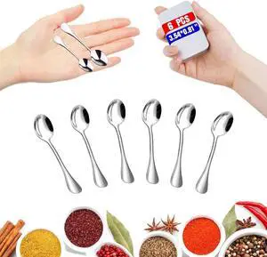 6PCS Mini Stainless Steel Spoons (Upgraded Larger Size 3.54 inch) - Small Salt Spoons SUS 304 Food Grade Mini Seasoning Spoon for Powder Spices Jars, Pepper, Sugar, Honey 6PCS Mini Stainless Steel Spoons (Upgraded Larger Size 3.54 inch) - Small Salt Spoons SUS 304 Food Grade Mini Seasoning Spoon for Powder Spices Jars, Pepper, Sugar, Honey