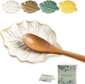 Mecaikru Ceramic Spoon Rest, 5.1 in Leaf Shape for Stove Top and Counter | Fits spoons, ladles, spatulas and coffee stirrers beside the stove, sink, coffee bar or dining table. Mecaikru Ceramic Spoon Rest, 5.1 in Leaf Shape for Stove Top and Counter | Fits spoons, ladles, spatulas and coffee stirrers beside the stove, sink, coffee bar or dining table.