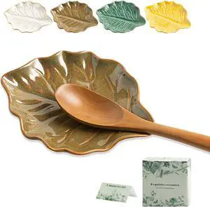 Mecaikru Ceramic Spoon Rest, 5.1 in Leaf Shape for Stove Top and Counter | Fits spoons, ladles, spatulas and coffee stirrers beside the stove, sink, coffee bar or dining table. Mecaikru Ceramic Spoon Rest, 5.1 in Leaf Shape for Stove Top and Counter | Fits spoons, ladles, spatulas and coffee stirrers beside the stove, sink, coffee bar or dining table.