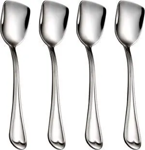 Dessert Spoons,18/10 Stainless Steel Square Head Spoon, Set of 4 Dessert Spoons,18/10 Stainless Steel Square Head Spoon, Set of 4