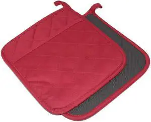 2Pcs Cotton and Neoprene Oven Pads Pot Holders with Pocket 8"x8.5" Dual-Function Hot Pad Set for Finger Hand Wrist Protection Heat Resistant to 428°F,Red 2Pcs Cotton and Neoprene Oven Pads Pot Holders with Pocket 8"x8.5" Dual-Function Hot Pad Set for Finger Hand Wrist Protection Heat Resistant to 428°F,Red