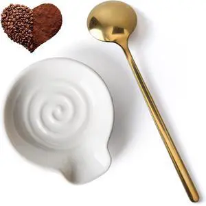 Coffee Spoon Rest for Coffee Bar Accessories Ceramic Coffee Spoon Holder | Comes with Gold Spoon, Small Spoon Rest for Coffee Station Accessories, Cute Accessories for Coffee Bar Decor Coffee Spoon Rest for Coffee Bar Accessories Ceramic Coffee Spoon Holder | Comes with Gold Spoon, Small Spoon Rest for Coffee Station Accessories, Cute Accessories for Coffee Bar Decor