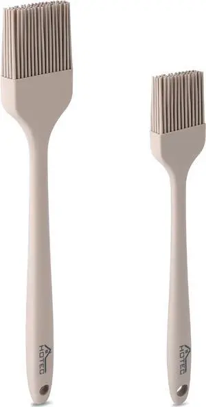 HOTEC Basting Brushes Silicone Heat Resistant Pastry Brushes Spread Oil Butter Sauce Marinades for BBQ Grill Barbecue Baking Kitchen Cooking BPA Free Dishwasher Safe, Khaki Set of 2 HOTEC Basting Brushes Silicone Heat Resistant Pastry Brushes Spread Oil Butter Sauce Marinades for BBQ Grill Barbecue Baking Kitchen Cooking BPA Free Dishwasher Safe, Khaki Set of 2