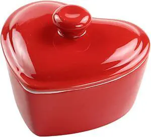 Heart-Shaped Dessert Bowl with Lid Ceramic Baking Bowl Rice Bowl-5 OZ-Red Heart-Shaped Dessert Bowl with Lid Ceramic Baking Bowl Rice Bowl-5 OZ-Red