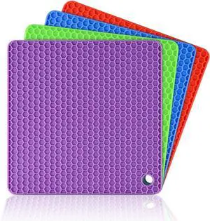 CAKETIME Silicone Trivet Mats - Hot Pads Spoon Rest, Multipurpose Trivets for Hot Dishes Heat Resistant Food Grade Silicone Set of 4 CAKETIME Silicone Trivet Mats - Hot Pads Spoon Rest, Multipurpose Trivets for Hot Dishes Heat Resistant Food Grade Silicone Set of 4