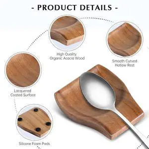 Wood Spoon Rests for Kitchen Counter - Cooking Spoon Holder for Stove Top, Modern Coffee Spoon Rest, 2 pcs Spatula Rest Holder Wood Spoon Rests for Kitchen Counter - Cooking Spoon Holder for Stove Top, Modern Coffee Spoon Rest, 2 pcs Spatula Rest Holder