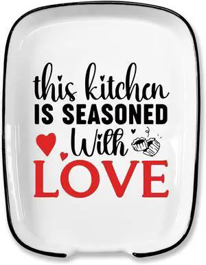 Funny This Kitchen Is Seasoned With Love Spoon Rest, Ceramic Spoon Rest for Stove Top, Spoon Holder Kitchen Décor, for Cooking Lovers Friends Women Mom Housewarming Gifts Funny This Kitchen Is Seasoned With Love Spoon Rest, Ceramic Spoon Rest for Stove Top, Spoon Holder Kitchen Décor, for Cooking Lovers Friends Women Mom Housewarming Gifts