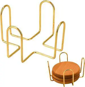 Coaster Holder 4.3 Inch Gold Iron Metal Holder Storage Caddy for Both Round and Square Coasters Fit 4 to 9 Pieces Coasters (1 PC) Coaster Holder 4.3 Inch Gold Iron Metal Holder Storage Caddy for Both Round and Square Coasters Fit 4 to 9 Pieces Coasters (1 PC)