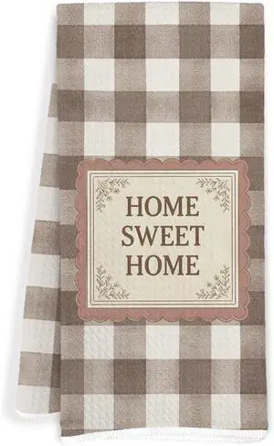 House Warming Gifts Home Sweet Home Kitchen Towels, Brown and Beige Gingham Decorative Hand Tea Towels for Bathroom, Housewarming Gifts Dish Towel Dishcloth, 16x24 Inch House Warming Gifts Home Sweet Home Kitchen Towels, Brown and Beige Gingham Decorative Hand Tea Towels for Bathroom, Housewarming Gifts Dish Towel Dishcloth, 16x24 Inch