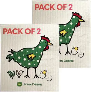 Wet-It! John Deere Chix Chickens - Swedish Dishcloth Reusable Towel Set for Kitchen | Biodegradable Absorbent Cleaning Washcloths for Dishes, Household Surfaces | Washable, & Quick Drying | 2-Pack Wet-It! John Deere Chix Chickens - Swedish Dishcloth Reusable Towel Set for Kitchen | Biodegradable Absorbent Cleaning Washcloths for Dishes, Household Surfaces | Washable, & Quick Drying | 2-Pack