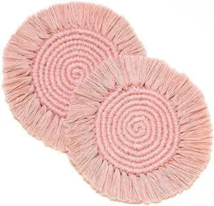 2 PCS Handmade Boho Coasters,100% Cotton Woven Macrame Absorbent Coaster for Drinks,Heat Resistant Cotton Coasters for Coffee Table,Desk Kitchen Dining Room Kitchen,Housewarming Gift 2 PCS Handmade Boho Coasters,100% Cotton Woven Macrame Absorbent Coaster for Drinks,Heat Resistant Cotton Coasters for Coffee Table,Desk Kitchen Dining Room Kitchen,Housewarming Gift