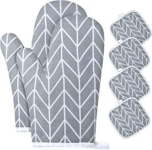 AUAUY Oven Mitts and Pot Holders 6PCS Set, 392°F Heat Resistant BBQ Gloves | Cooking Gloves and Hot Pads Baking Mittens, Top Kitchen Gadgets, Non-Slip Kitchen Mittens for Oven Cooking Baking Grilling AUAUY Oven Mitts and Pot Holders 6PCS Set, 392°F Heat Resistant BBQ Gloves | Cooking Gloves and Hot Pads Baking Mittens, Top Kitchen Gadgets, Non-Slip Kitchen Mittens for Oven Cooking Baking Grilling