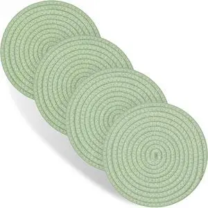 Trivets for Hot Dishes, 4 Pot Holders for Kitchen, Heat Resistant Mats for Countertop, 8 Inch Hot Pads for Hot Pots and Pans, Coaster, Home Essentials, Rustic Farmhouse Decor (Green) Trivets for Hot Dishes, 4 Pot Holders for Kitchen, Heat Resistant Mats for Countertop, 8 Inch Hot Pads for Hot Pots and Pans, Coaster, Home Essentials, Rustic Farmhouse Decor (Green)
