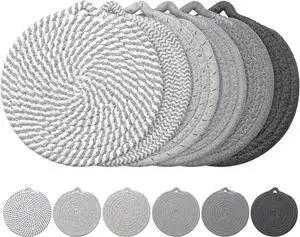 7" Trivets for Hot Dishes, 6 Pack Trivets for Hot Pots and Pans | Cotton Hot Pads for Kitchen Counter and Countertops, Trivets for Quartz Countertops Resist heat, scratches & stains, Gray 7" Trivets for Hot Dishes, 6 Pack Trivets for Hot Pots and Pans | Cotton Hot Pads for Kitchen Counter and Countertops, Trivets for Quartz Countertops Resist heat, scratches & stains, Gray