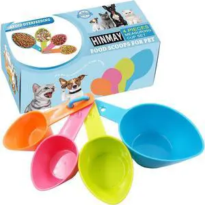 HINMAY Pet Food Scoops Plastic Measuring Cups Set for Dog Cat and Bird Food | Use for measuring pet food portions (dog, cat, bird, etc.) or even ingredients while cooking or baking HINMAY Pet Food Scoops Plastic Measuring Cups Set for Dog Cat and Bird Food | Use for measuring pet food portions (dog, cat, bird, etc.) or even ingredients while cooking or baking