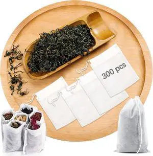 300 Pcs Empty Tea Bags for Loose Leaf Tea, Disposable Small tea Filter Bags with Drawstring fillable Cloth Diy Empty Tea Sachets for Loosetea, Coffee, Herbs, Spice (3.54 x 2.75 inch) 300 Pcs Empty Tea Bags for Loose Leaf Tea, Disposable Small tea Filter Bags with Drawstring fillable Cloth Diy Empty Tea Sachets for Loosetea, Coffee, Herbs, Spice (3.54 x 2.75 inch)