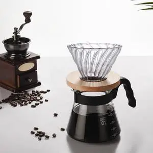 Gute Glass Pour Over Coffee Dripper with Bamboo Stand,1-4 Cups | Spiral Inner Design,Heatproof Glass,Detachable Base,Quick Rinse Clean,Fits Mugs & Carafes,Home Office,Lightweight Gute Glass Pour Over Coffee Dripper with Bamboo Stand,1-4 Cups | Spiral Inner Design,Heatproof Glass,Detachable Base,Quick Rinse Clean,Fits Mugs & Carafes,Home Office,Lightweight