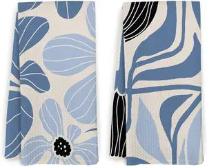 Boho Blue Floral Kitchen Towels and Dishcloths Set of 2, Light Blue Flowers Hand Towels, Boho Botanical Dish Towels, Blue Flower Decorative Hand Tea Towels for Bathroom Kitchen, 16x24 Inches Boho Blue Floral Kitchen Towels and Dishcloths Set of 2, Light Blue Flowers Hand Towels, Boho Botanical Dish Towels, Blue Flower Decorative Hand Tea Towels for Bathroom Kitchen, 16x24 Inches