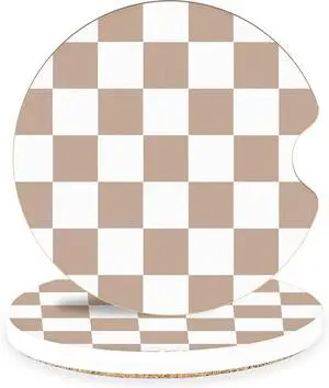 Ceramic Car Coasters Absorbent Car Cup Holder Coaster Set for Women, Cute Aesthetic Car Accessories for Girls, 2 Pack (Brown) Ceramic Car Coasters Absorbent Car Cup Holder Coaster Set for Women, Cute Aesthetic Car Accessories for Girls, 2 Pack (Brown)
