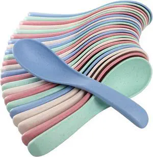 WUWEOT 24 Pack Wheat Straw Soup Spoons, 6 Inches Colourful Unbreakable Meal Spoon, Cereal Dinner Spoon, Microwave Dishwasher Safe WUWEOT 24 Pack Wheat Straw Soup Spoons, 6 Inches Colourful Unbreakable Meal Spoon, Cereal Dinner Spoon, Microwave Dishwasher Safe