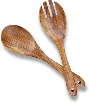 AOOSY Wooden Salad Tongs,10.2 In Acacia Wood Salad Servers,Set of 2 | Salad Fork and Salad Spoon for Serving,Mixing,Cooking,Long Handle Salad Server Set AOOSY Wooden Salad Tongs,10.2 In Acacia Wood Salad Servers,Set of 2 | Salad Fork and Salad Spoon for Serving,Mixing,Cooking,Long Handle Salad Server Set