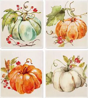 Whaline Fall Pumpkin Swedish Dishcloth Autumn Cotton Kitchen Towel Pumpkin Absorbent Dish Towel for Housewarming Cleaning, 4Pcs, 7.7 x 6.9 Inch Whaline Fall Pumpkin Swedish Dishcloth Autumn Cotton Kitchen Towel Pumpkin Absorbent Dish Towel for Housewarming Cleaning, 4Pcs, 7.7 x 6.9 Inch