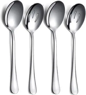Kyraton 4-Piece Stainless Steel Serving Utensil Set - 2 Serving Spoons and 2 Slotted Spoons Kyraton 4-Piece Stainless Steel Serving Utensil Set - 2 Serving Spoons and 2 Slotted Spoons