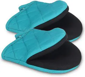 Goldmeet Mini Oven Mitts 2-Pack, 7"x5.5", 500°F Silicone Grip, Coral Blue | Non-Slip, Heat Resistant, Machine Washable, Hanging Loop, Fits Small Hands, for Baking Grilling BBQ Cooking Goldmeet Mini Oven Mitts 2-Pack, 7"x5.5", 500°F Silicone Grip, Coral Blue | Non-Slip, Heat Resistant, Machine Washable, Hanging Loop, Fits Small Hands, for Baking Grilling BBQ Cooking