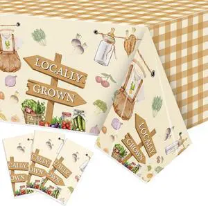 Summer Locally Grown Tablecloths - 3Pcs Planting Disposable Plastic Table Cloth Rectangular Farmers Market Waterproof Table Covers Baby Shower Photo Props Outdoor Picnics, 51.2 x 86.6 Inch Summer Locally Grown Tablecloths - 3Pcs Planting Disposable Plastic Table Cloth Rectangular Farmers Market Waterproof Table Covers Baby Shower Photo Props Outdoor Picnics, 51.2 x 86.6 Inch