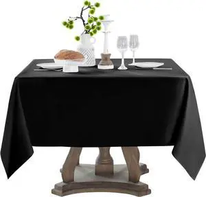 1 Pack Black Square Tablecloths 52x52 Inch for Dining Tables | Washable Decorative Linen Polyester Table Cover for Banquets Buffets Parties and Weddings 1 Pack Black Square Tablecloths 52x52 Inch for Dining Tables | Washable Decorative Linen Polyester Table Cover for Banquets Buffets Parties and Weddings