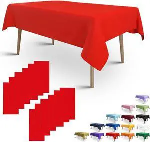 FULDGAENR Red Plastic Tablecloth, Disposable Table Cloths 54x108 Inch Size for 6-8 Foot Rectangle Table Indoor/Outdoor Parties Birthdays Weddings Anniversary - 1 Pack FULDGAENR Red Plastic Tablecloth, Disposable Table Cloths 54x108 Inch Size for 6-8 Foot Rectangle Table Indoor/Outdoor Parties Birthdays Weddings Anniversary - 1 Pack