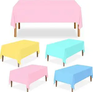 4 Pack Pastel Plastic Tablecloth Disposable, 54x108 Inch | Colorful Rainbow Tablecloth, Disposable Rectangle Table Covers, for Birthday Picnic Wedding Baby Shower Party Decoration 4 Pack Pastel Plastic Tablecloth Disposable, 54x108 Inch | Colorful Rainbow Tablecloth, Disposable Rectangle Table Covers, for Birthday Picnic Wedding Baby Shower Party Decoration