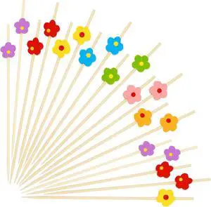 100PCS Colorful Flower Cocktail Picks 4.7 Inch, Fancy Toothpicks for Appetizers Bamboo Floral Picks Fruit Skewers for Appetizers Food Sandwiches Drinks Party Decoration (Colorful Flower) 100PCS Colorful Flower Cocktail Picks 4.7 Inch, Fancy Toothpicks for Appetizers Bamboo Floral Picks Fruit Skewers for Appetizers Food Sandwiches Drinks Party Decoration (Colorful Flower)