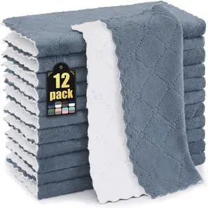 Mordimy 12 Pack Soft and Absorbent Kitchen Cloths, Dark Grey & White | Super Soft and Absorbent, Coral Velvet Microfiber, Nonstick Oil, Fast Dry Mordimy 12 Pack Soft and Absorbent Kitchen Cloths, Dark Grey & White | Super Soft and Absorbent, Coral Velvet Microfiber, Nonstick Oil, Fast Dry