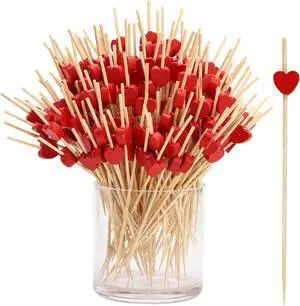 200PCS Heart Cocktail Picks 4.7" Heart Bamboo Toothpicks Heart Fancy Toothpicks Valentines Skewers Bamboo Fancy Appetizer for Wedding Birthday Party Decoration (Red Heart) 200PCS Heart Cocktail Picks 4.7" Heart Bamboo Toothpicks Heart Fancy Toothpicks Valentines Skewers Bamboo Fancy Appetizer for Wedding Birthday Party Decoration (Red Heart)