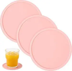 3 PCS Silicone Coasters, Non-Slip Desk Coasters Pink Round Coaster Heat Resistant Cup Mat for Drinks, Beverage, Coffee, Tea (3.93 Inch) 3 PCS Silicone Coasters, Non-Slip Desk Coasters Pink Round Coaster Heat Resistant Cup Mat for Drinks, Beverage, Coffee, Tea (3.93 Inch)